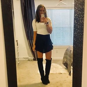 Navy blue ruffle skirt